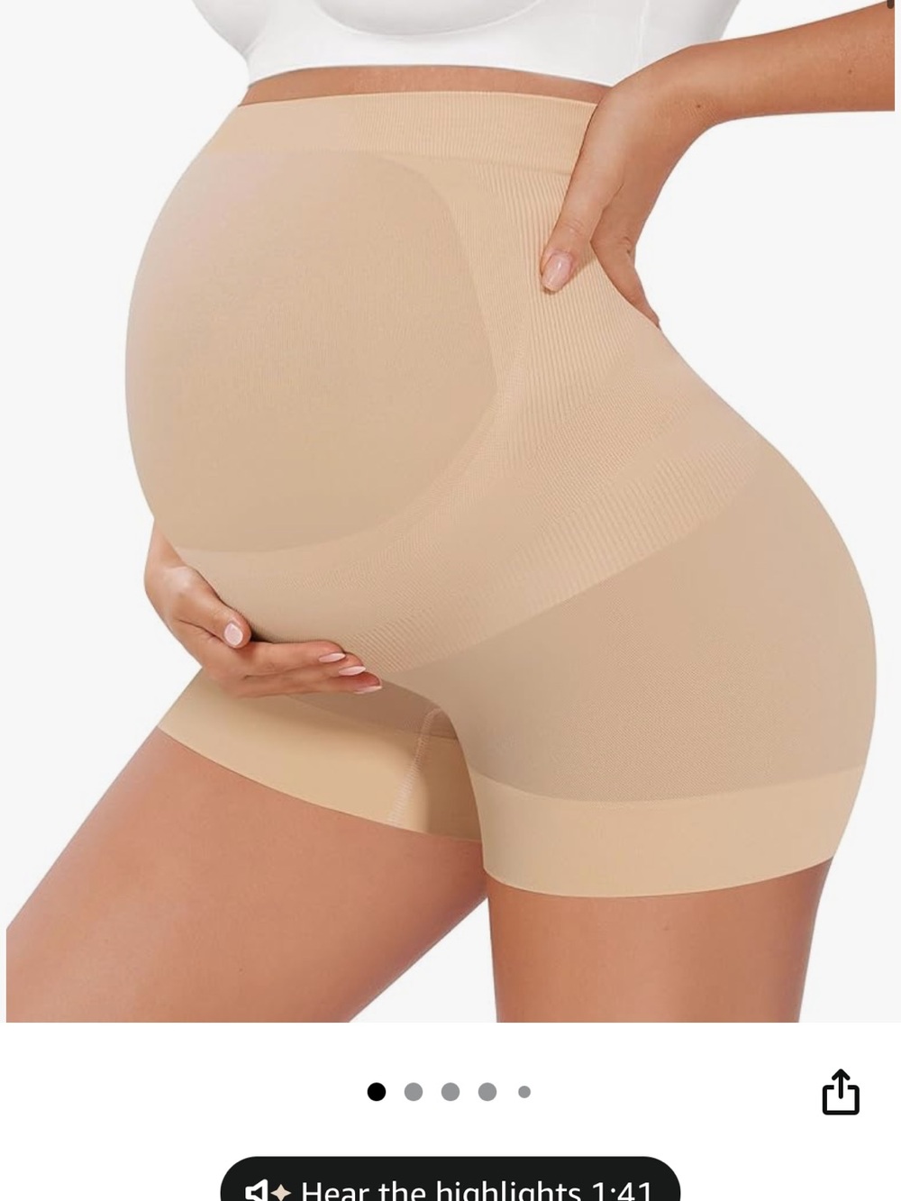 Amazon Maternity Seamless Support Shorts in Nude